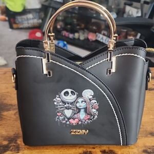 Black Satchel with Artistic Design by